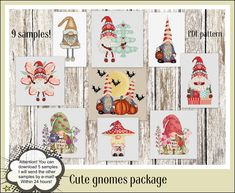 cross stitch pattern gnomes package