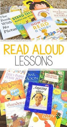 books with the title read aloud lessons on them and an image of children's books