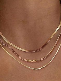 Gender:Women \nColor:Yellow Gold \nMaterial:Stainless Steel \n Gold Chain Women, Real Gold Chains, Multi Layer Necklace, Figaro Chains, Figaro Chain, Rolo Chain, Gift For Women, Real Gold, Multi Layering