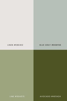 four different shades of green, white and gray with the same color scheme in them