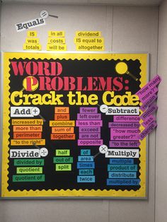 a bulletin board with words written on it