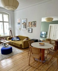 a living room filled with furniture and wooden floors