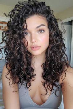 41 Curly Haircuts for Every Face Shape In 2024 Round Layers On Curly Hair, Curl Haircuts For Women Long, Before And After Wavy Haircut, Choppy Layers For Long Hair Curly, Body Waves Long Hair, 2b 2c Haircut Layers, Mom Cut Curly Hair, Summer Curly Hair Cuts, Teen Curly Haircuts Girl