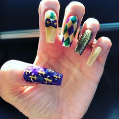 Mardi Gras Nail Art Ideas, New Orleans Nail Designs Ideas, New Orleans Nails Designs, New Orleans Nail Designs, New Orleans Nails, Carnival Nails Designs