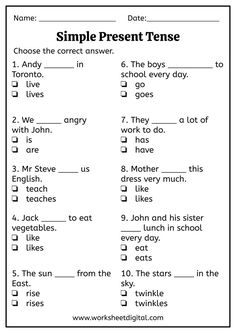 simple present tense worksheet for students to practice their english speaking and writing skills