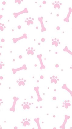 a white background with pink dog paw prints