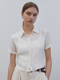 Editor's notesTRIP LE SENS' stylish and trendy cropped-length shirt is made of pleats fabric with a breathable and comfy fitting.- Button closure- Regular collar- Pleats fabric- Cropped length- Breathable and comfy fabricMeasurements(in.)S/M- Length: 18.89 / 19.29 in.- Shoulder: 14.96 / 15.74 in.- Chest: 18.11 / 18.89 in.- Sleeve: 7.08 / 7.48 in.Model infoMan - 6'03 Fitting size LWoman - 5'64 Fitting size MComposition & Care- 80% Polyester, 20% Nylon- Dry cleaning- Do not tumble dry- Do not bleach- Iron at low temperature with clothDesigner- by TRIP LE SENS Chic Fitted Cropped Shirt With Collar, Chic Short Sleeve Cropped Shirt, Classic Cropped Shirt For Summer Workwear, Spring Cropped Shirt With Buttons, Relaxed Fit, Versatile Spring Top With Collared Neckline, Versatile Collared Top For Spring, Relaxed Fit Cropped Shirt With Buttons For Spring, Fitted Collared Cropped Shirt For Summer, Chic Cropped Shirt With Short Sleeve For Day Out