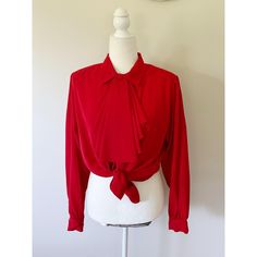 Vintage Red Secretary Bow Blouse Women's Large In excellent vintage condition.  Has Shoulder pads that can be taken out if desired.  Please see pics for measurements.  Tags: Classic Secretary Bow Tie Blouse 80's movie prop 9-5 timeless Vintage Red Long Sleeve Blouse, Retro Red Top For Party, Retro Red Party Tops, Red Retro Party Tops, Retro Red Party Top, Red Retro Party Top, Vintage Red Collared Blouse, Red Collared Vintage Blouse, Vintage Red Long Sleeve Top