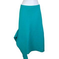 Tibi Jacquard Neoprene Asymmetrical Scuba Skirt With Ribbed Detail. Women's Extra Small Item#: Tp217jqs64838 Color: Teal Blue Size: Xs Features: Pull On Style, Asymmetrical Ribbed Detail, Midi Length, Scuba Neoprene, Fashion, Statement, Spring, Summer, Thick Material, Figure Flattering, Work, Party, Unique, Monochrome, Bright, Solid Color, Career, Office Approximate Measurements Waist: 13" Length: 29" 90% Polyamide, 10% Elastane. Dry Clean Gently Used Condition With Mild Wear, No Major Flaws. Se Neoprene Fashion, Scuba Skirt, Skirt Asymmetrical, Work Party, Teal Blue, Midi Length, Fashion Statement, Blue Green, Womens Skirt