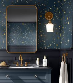 Starry Night Peel and Stick Wallpaper, Stars, Night Sky, Removable Ceiling Wallpaper, Kid Room Decor, Dark Bathroom Wallpaper, Dark Nursery - Etsy Dark Nursery, Stars Night Sky, Dark Bathrooms, Stars Wall Decor, Map Wall Decor, Inspire Me Home Decor, Curtains Living, Decor Curtains, Living Room Decor Cozy