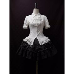 An item that will make you look like a mysterious and elegant young lady. It is richly decorated with lace embroidery and frills, and when paired with a bold chest ornament, it further enhances the gorgeous atmosphere. Like an aristocratic lady from medieval Europe. 
 
 

 

 
 
 
 Item 
 
 Blouse (black) + Jabot (black) 
 Blouse (purple) + jabot (purple) 
 Blouse (white) + Jabot (white) 
 Blouse (white) + Jabot (black) 
 Brooch (black x blue) 
 Brooch ( Black x Red) 
 Brooch ( Black x Purple) Formal White Blouse With Collar, White Formal Blouse With Collar, Elegant White Dress With Collar, White Fitted Top For Costume Party, Fitted White Victorian Blouse, White Fitted Victorian Blouse, Elegant Fitted Victorian Dress With Cancan, Elegant White Tops With Lace Collar, Elegant White Top With Lace Collar