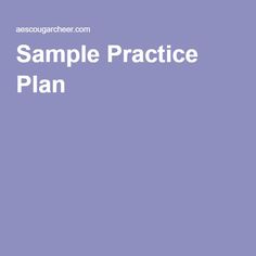 the sample practice plan is shown in white on a purple background with text that reads sample practice