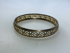 "Vintage 8\" Bracelet Gold Toned Bangle With Textured Design Shows Wear Used" Wedding Bracelets, Wedding Jewelry Bracelets, Textured Design, Snowflake Designs, Screw Back Earrings, Bracelet Gold, Wedding Bracelet, Design Show, Seed Beads