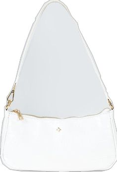 Formal White Shoulder Bag With Zipper Closure, White Formal Shoulder Bag With Zipper Closure, Trendy Formal Baguette Bag With Zipper, Trendy Formal Baguette Bag With Zipper Closure, Everyday White Baguette Bag With Zipper, Elegant White Shoulder Bag With Zipper Pocket, Chic White Baguette Bag With Zipper, White Chic Baguette Bag With Zipper, Chic White Baguette Bag With Zipper Closure