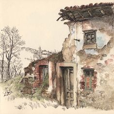 Urban and rural sketches (I) - Adolfo Arranz Life Sketch, Watercolor Architecture, House Sketch, Watercolor Painting Techniques, 수채화 그림, Urban Sketchers, Arte Sketchbook, Sketch Painting