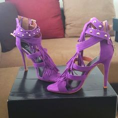 Scene Purple Heeled Sandals Sz 7m 4 In Heels Gold Spikes Around Ankle For An Edgier Look Never Been Worn Purple Sandals With 4-inch Heel And Ankle Strap, Purple Pointed Toe Sandals For Night Out, Purple Ankle Strap Sandals With 4-inch Heel, Purple Sandals With 4-inch Heel And Open Heel, Purple Open Toe Sandals With 4-inch Heel, Purple Open Toe Sandals For Night Out, Tattoo Patterns, Purple Heels, Black Gladiator Sandals