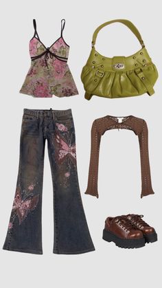 #y2k #y2kgrunge #floral #grunge #fairy #beauty #outfitinspo #fitinspo #unif #platforms Boho Y2k Fashion, Fairy Core Y2k Outfits, Flare Jeans Y2k Outfit, Boho Streetwear Outfits, Shuffles Outfits Y2k, Y2k Fairy Outfits, Fairy Y2k Outfits, Boho Y2k Outfits