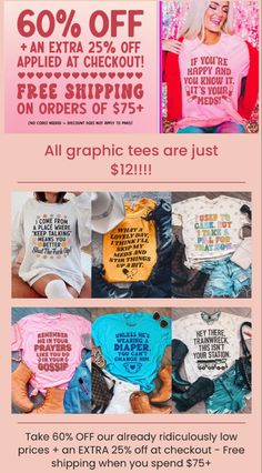 Sale sale sale Apparel Boutique, Graphic Tees For Women, Trendy T Shirts, Tanks Tops, Online Seller, Funny Outfits, Sale Sale, Tees For Women, Trendy Tshirts