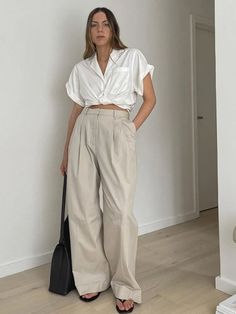 Tavimart High-waisted Wide Leg Pants Women Trousers Summer New Pantalones De Mujer Solid Color French Temperament Commuting Versatile Size Reference High-waisted Wide Leg Pants Model Show Women Trousers Real Photo Pantalones De Mujer Details ensemble Solid Color French Temperament Commuting Versatile White Chinos For Workwear, White Wide-leg Cargo Pants For Work, White Trousers For Work, White High-waisted Cargo Pants For Work, White Wide-leg Pants For Business Casual, White Cotton Bottoms For Office, White Cotton Bottoms, High-waist White Cargo Pants For Work, Cotton Wide Leg Pants