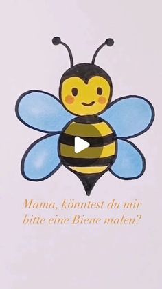 a card with a bee on it that says mama, konnist du mir bute biere malen?