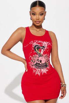 Ed Hardy Cobra Tank Dress - Red | Fashion Nova Ed Hardy Dress, Ed Hardy Top, Dresses Fashion Nova, In Flames, Mini Tank Dress, Red Mini Dress, Ed Hardy, Dress Red, Trendy Dresses