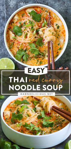 THAI RED CURRY NOODLE SOUP Thai Takeout, Soup Spicy, Spicy Soup, Bread Easy, Vegetarian Curry