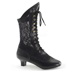 The low heel makes these a period appropriate shoe, as well as very comfortable. The lace insert adds a sexy, yet demure, touch. Manufacturer's International Shoe Size Conversion Chart. Available sizes : US woman's size s 6, 7, 8, 9, 10, 11, 12. | eBay! Black Lace Boots, Steampunk Boots, Victorian Boots, Lace Ankle Boots, Bridal Boots, High Heel Stiefel, Kitten Heel Boots, Black Lace Up Boots, Dr Shoes