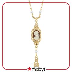 in stock Pearls Necklace, Cameo Necklace, Pearl Necklace, Gold Tones, Pick Up, In Store, Buy Online, Free Shipping, Red