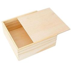 an empty wooden box is shown on a white background