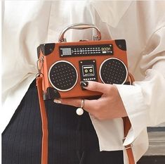 ✨ Material: Leather Size: 19cm*12cm*5cm Buying 2 or more items automatically saves you money on shipping fees. We provide fast and safe shipping world wide! Pinterest Pretty, Retro Radios, Mini Messenger Bag, Retro Radio, Chain Purse, Leather Handbags Women, Novelty Bags, Bag Chain, Ladies Clutch