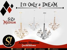 The Sims Resource - Arcane Illusions - It's only a dream - Chandelier medium Planting Poppies, Sims Decor, Furniture Build, Grid Panel, Plant Bags, Furniture Cc, Sims 4 Furniture, Rose Decor