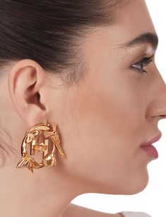 Outhouse-O.H. V Ear Studs-INDIASPOPUP.COM Stud Earrings Women, Women Jewellery, 22 Carat Gold, Womens Earrings Studs, Notes Design, Girl Jewelry, Girl Online, Stud Earrings For Women, 22k Gold