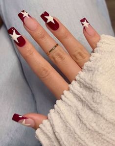 Kutek Disney, Wine Nails, Dark Red Nails, Cute Simple Nails, Grunge Nails, Burgundy Nails, Star Nails