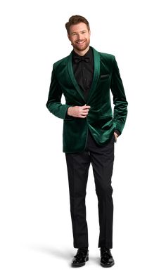 A slim emerald green tuxedo coat with one button and a shawl lapel. Emerald Green Tuxedo, Vegas Glam, Green Suit Men, Green Tuxedo, Tuxedo Coat, Green Suit, Tuxedo Suit, Green Velvet, Hunter Green