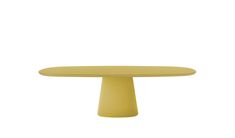 a yellow table with an oval top