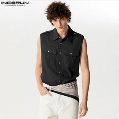 SPECIFICATIONS Brand Name: INCERUN Material: COTTON Shirts Type: Casual Shirts Applicable Scene: CASUAL Style: Casual Origin: Mainland China CN: Guangdong Sleeve Length(cm): sleeveless Applicable Season: summer Craft of Weaving: TAT Gender: MEN Item Type: SHIRTS Place Of Origin: China (mainland) Collar: Turn-down Collar Closure Type: Single Breasted Sleeve Style: regular Model Number: Men Solid Color Casual Shirts Fabric Type: Broadcloth Pattern Type: Solid Color: Black,White,Khaki Size: S,M,L,XL,2XL,3XL,4XL,5XL,Plus Size Size:S,M,L,XL,2XL,3XL,4XL,5XLFabric Material:100%CottonColor:Black,White,KhakiSuitable Type:FitStyle:BasicsOccasion:LeisurePattern:Solid colorThickness:ModerationProduct Description:Men's solid color sleeveless tops.Label: YesModel Size:MPackage Included:1 * Tops Please n Summer Casual Men, Streetwear Male, Men Shirt, Loose Shirts, Casual Streetwear, Isle Of Man, Men Clothing, British Indian, Brunei