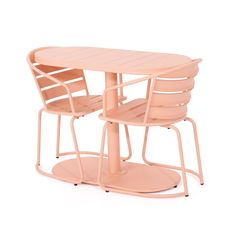 the table and chairs are all in different colors, but one is not very large