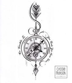 a drawing of a clock with an arrow on it's side and the words class mission written below