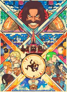 an anime poster with many characters on it