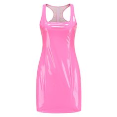 Sexy Bag Hip Dresses Ladies Night Club Dress With Back Zipper U Neck Sleeveless Summer Dress Pu Elastic Skirt, Sleeveless Skirt, Leather Mini Dress, Printed Wrap Dresses, Crewneck Dress, Bodycon Fashion, Short Mini Dress, Dress Zipper, Versatile Dresses