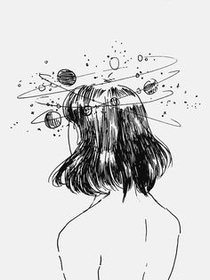 an instagram page with a drawing of a woman's head and bubbles coming out of her hair