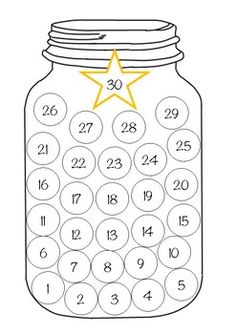 a jar filled with numbers and a star