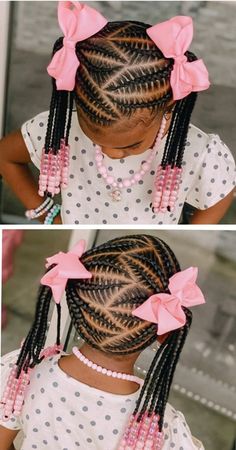 Stitch Braids With Beads, Hair Ideas For Kids, Girls Braided Hairstyles Kids, School Picture Day