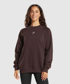 Gymshark Training Oversized Fleece Sweatshirt - Heritage Brown | Gymshark Sporty Brown Sweatshirt For Everyday, Fleece Sweatshirt, Pullover Sweatshirts, Next Day, Fitness Models, Leggings, Train, Crew Neck, Sweatshirts