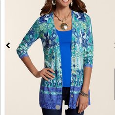 Brand New!! Gentry Cardigan In A Graphic Paisley Amparo Blue Spring Blue Cardigan For Layering, Blue Spring Cardigan For Layering, Elegant Blue Summer Cardigan, Casual Blue Cardigan For Layering, Blue Fitted Casual Cardigan, Fitted Blue Casual Cardigan, Blue Fitted Cardigan For Day Out, Fitted Blue Cardigan For Day Out, Blue Sweater For Spring Day Out