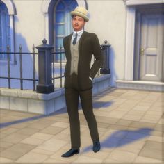 an animated man in a suit and hat