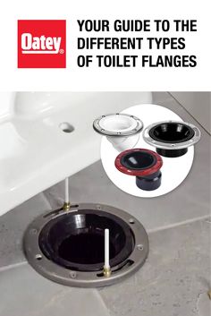 an image of a sink drain with different types of toilet flanges on it