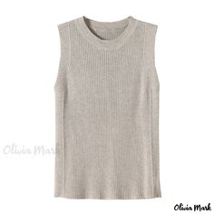 Olivia Mark - Sleeveless Knit Vest With Exquisite Design, Solid Color, and Body-hugging Fit Fitted Sleeveless Versatile Sweater Vest, Sleeveless Solid Color Sweater Vest For Layering, Beige Ribbed Sleeveless Sweater Vest, Versatile Sleeveless Tank Top For Fall, Versatile Stretch Sleeveless Sweater Vest, Sleeveless Knit Top For Layering, Elegant Ribbed Sleeveless Sweater Vest, Sleeveless Ribbed Knit Top, Versatile Ribbed Sleeveless Tank Top