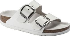 White Leather Sandals With Rectangular Buckle, Classic Double Strap Sandals With Buckle Closure, Modern Sandals With Heel Loop And Rectangular Buckle, Chic White Sandals With Tang Buckle, Modern Sandals With Buckle Closure, Classic Sandals With Double Strap And Heel, Classic White Double Strap Sandals, White Double Strap Classic Sandals, Classic Double Strap Sandals With Heel Strap