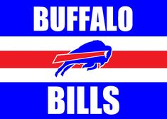 the buffalo bills logo is shown in red, white and blue